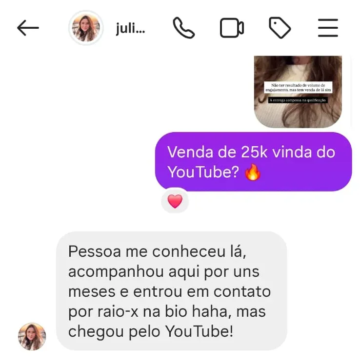 Prova de venda da Júlia